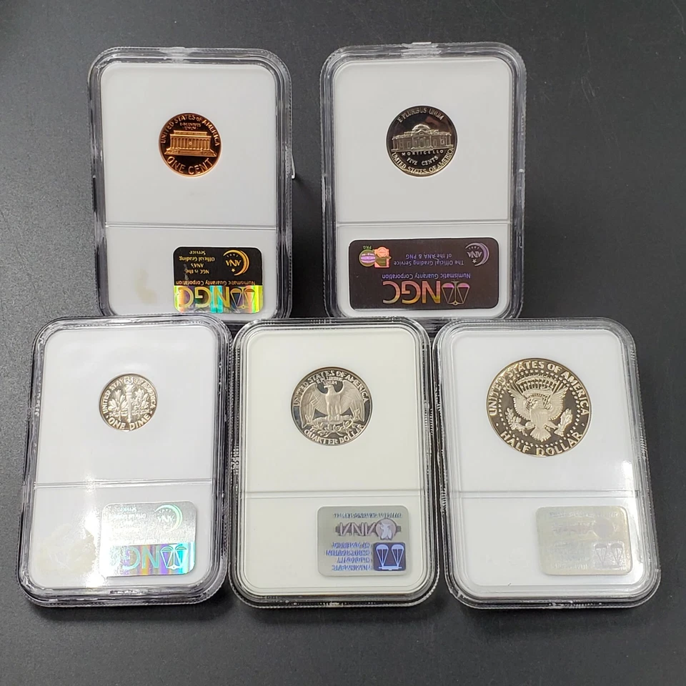 1984 S 5 Coin NGC Graded US Proof UCAM Ultra Cameo Proof Set PF69 & PF68 - Image 2 of 2