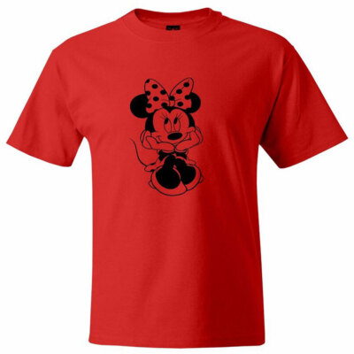 Cartoon Classic Minnie Mouse Sitting Waiting T-Shirt Custom Cool Graphic Tee