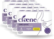 Claene Organic Overnight Menstrual Pads Sanitary Napkins With Wings 4 Pack 32 Ct