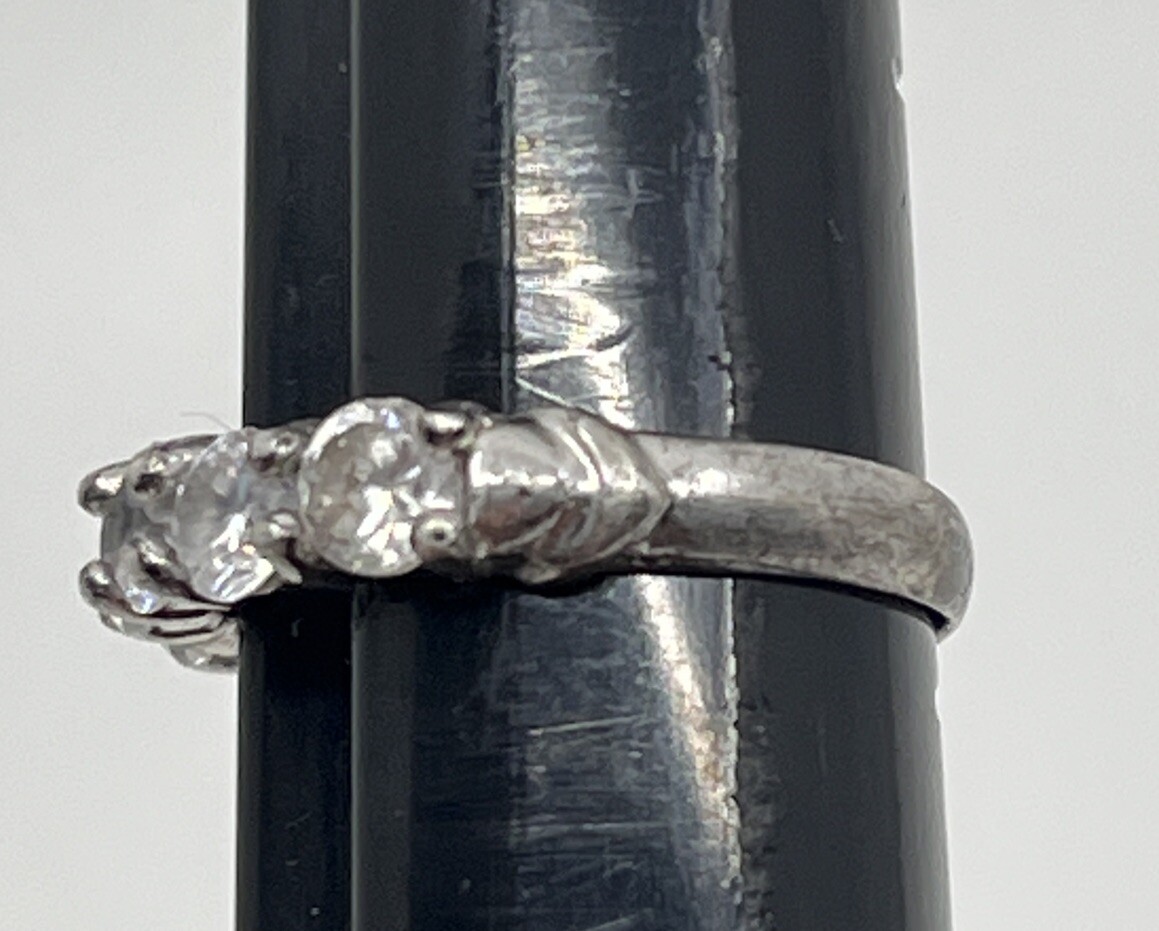 ☆nff☆ silver radience ringgrey nff1 Vintage Estate NF Sterling Silver & Cubic Zirconia CZ