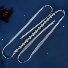 Thin Rhinestone Chain Bridal Sashes Crystal Women Wedding Bridesmaids Dress Belt