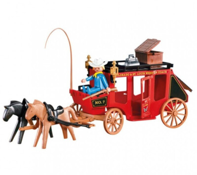Playmobil 7428 Cowboy and Stagecoach Horses Red Carriage Western NEW ADD-ON 