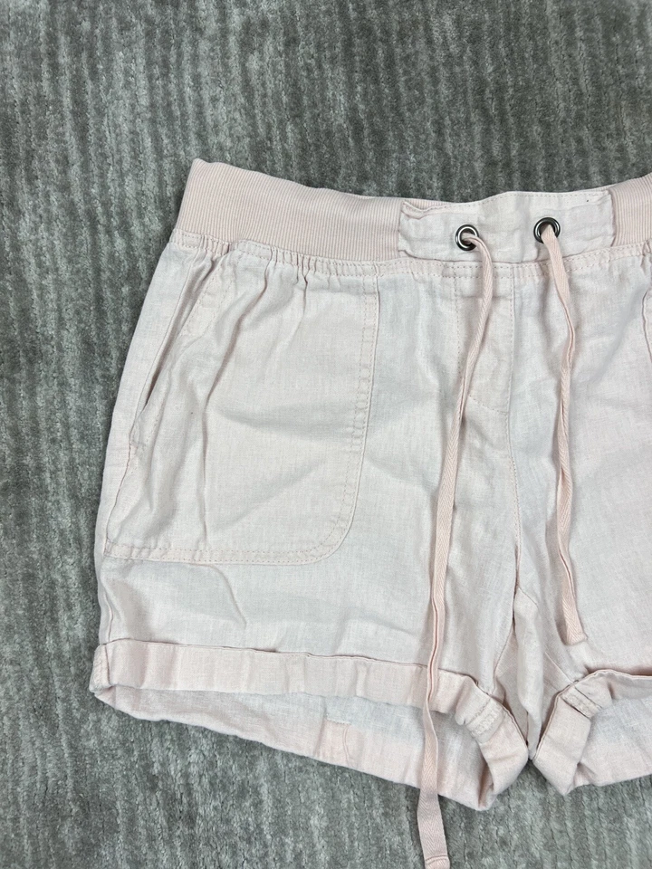 Per Se Shorts Womens Medium Pink Mid Rise Linen Blend Cuffed - Image 3 of 4