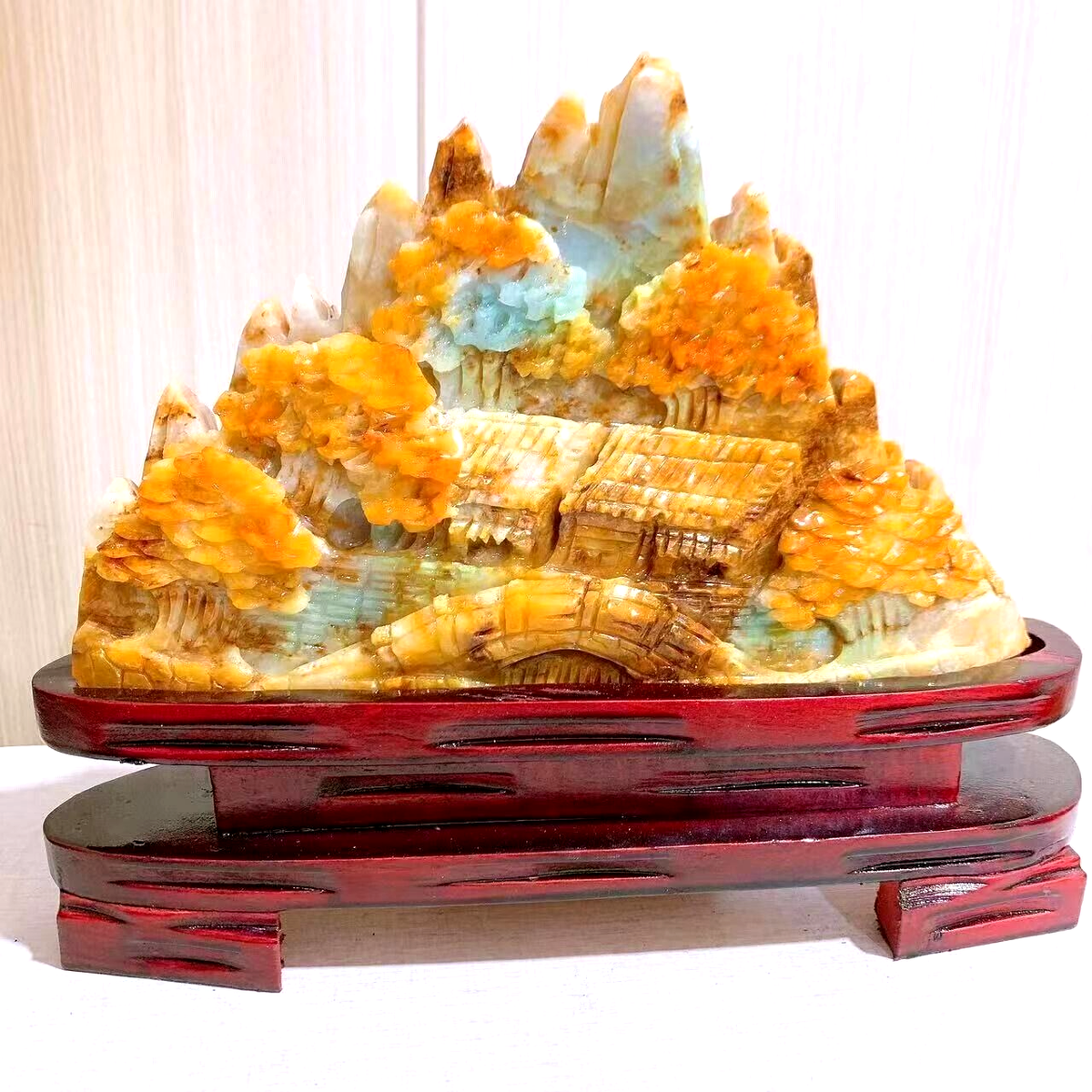 天然石オブジェ╰(*´︶`*)╯ 7.81LB TOP!Natural Xiuyan jade quartz hand carved crystal