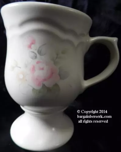 VINTAGE PFALTZGRAFF PINK & BLUE FLOWER CERAMIC FOOTED COFFEE MUGS SPC-280