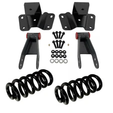 2"F 4"R Lowering Coil Springs Shackles Hangers Drop Kit For 73-79 Ford F150 F100