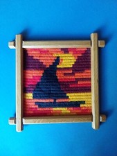 Wandbild, Stickbild fertig mit Holzrahmen,  S...