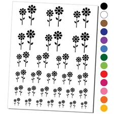 Daisy Flower Pair Temporary Tattoo Water Resistant Set