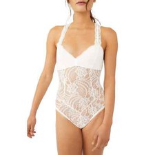 Free People Body Intimally Midnight Hour in pizzo avorio nuovo con etichetta taglia large