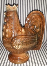 VTG MCM SWEDISH ROOSTER BANK w/CROWN  CHICKEN ART POTTERY SCANDINAVIAN STYLE