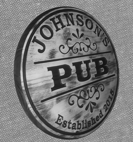 Custom carved Bar sign - Personalized - Pub sign - Round Wood sign- Man cave - Picture 2 of 3