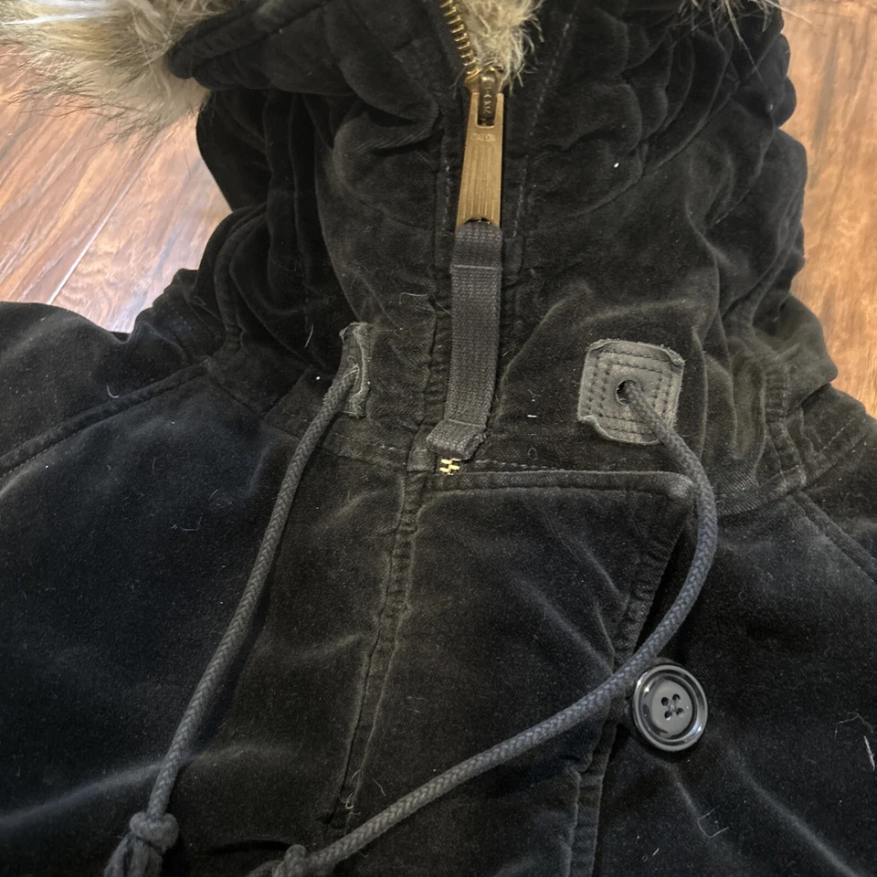 Ralph Lauren Denim & Supply Terciopelo Negro Chaqueta Parka Abrigo Plumón Piel Sintética Foto 4 de 4