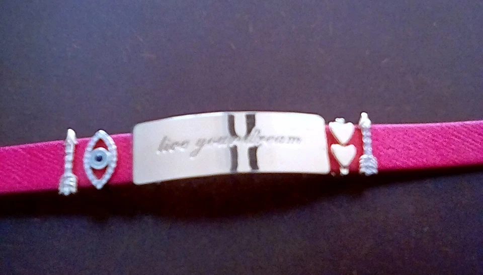 KEEP коллективный браслет - ярко-розовый кожаный ремешок с (5) подвески - Изображение 2 из 2