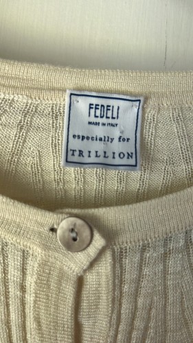 FEDELI Italy 100% Silk Knit Sweater Light Yellow Size 42 - Picture 2 of 10