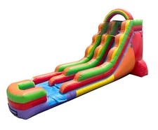 Inflatable Water Slide with Blower 18FT Commercial Kids Splash Pool Rainbow