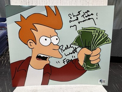 Billy West Futurama Fry 8X10 Photo Hand Signed W/ Inscription Shut Up MAS COA