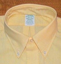NWT USA Brooks Brothers Makers Brooksweave 16.5 34 yello OCBD oxford cloth shirt