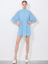$595 alice + olivia Gracen Trapeze Mini Dress | Mineral Blue | S