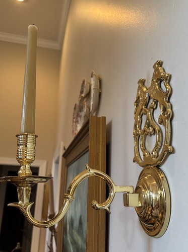 MCM Baldwin Brass Chownings Tavern Lions Head Candle Sconces~Pair - Picture 8 of 24