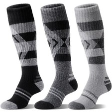 3 Pairs Merino Wool Ski Socks for Womens Mens Thermal Winter Warm Thick Knee ...