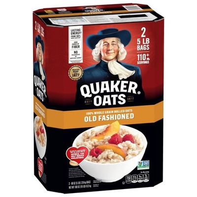 Quaker Old Fashioned Oats 10 lb Total Non GMO Rolled Oatmeal Bulk.