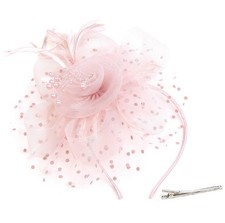 Kentucky Derby Fascinators for Women - Tea Party Hats with Clip Blush Pink