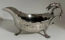 Vintage Corbell & Company Silverplate Gravy Sauce Boat Griffon Eagle Head Handle