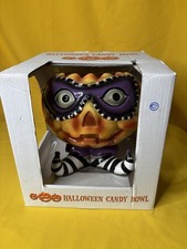 Masked Jack-o-lantern Pumpkin Halloween Candy Bowl