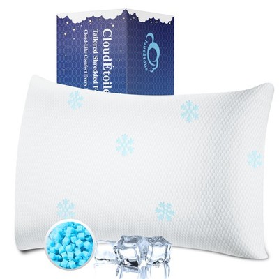 CloudÉtoile Shredded Memory Foam Kissen - verstellbar 60x40x18 cm, weiß 