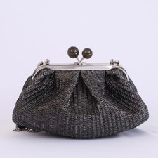 Borsa a tracolla Weekend Max Mara Pasticcino tessuto rafia nera usata con sac...