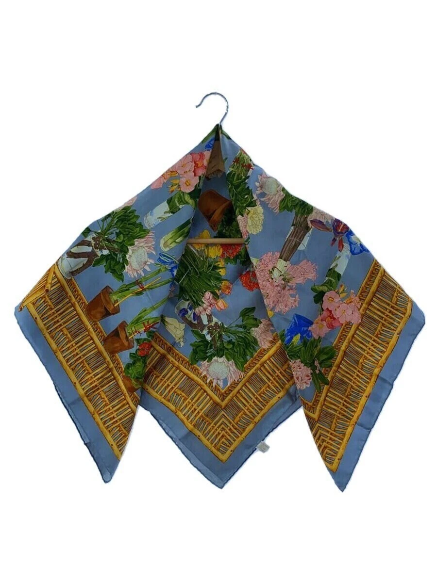 Foulard GUCCI soie BLEU motif floral femme