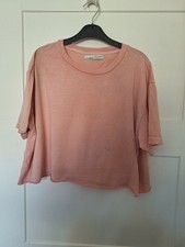 Eur m uk 10 ladies cropped pink tshirt by pull and bear