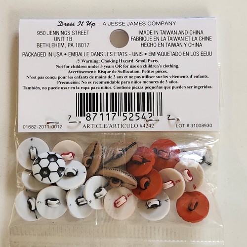 Dress It Up Buttons Game On Sports Balls Jesse James Embellishments Shank Back - Picture 2 of 2