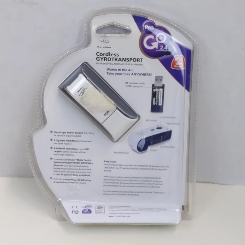 Gyration Cordless Air Mouse Pro Presenter GyroTransport 1GB USB Flash Memory New - Image 2 of 2
