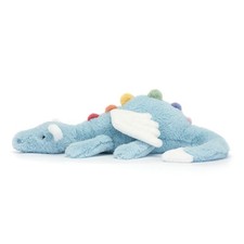 Jellycat Sky Dragon Plush Toy in Colorful Blue and Green Materials 19.7 Inches