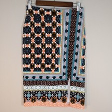 Maeve Anthropologie Multi Color Geometric Floral Tile Print Pencil Skirt Small