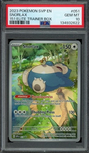 Snorlax Pokémon 2023 SV 151 Elite Trainer Box Black Star Promo #051 PSA 10