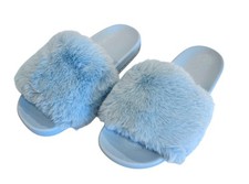 Bling Faux Fur Crystal Slide Sandals Comfy Rhinestone Slippers 3 Colors