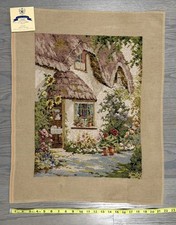 Vintage Needlepoint Gobelin Cottagecore Cottage Garden Tapestry 6025 complete