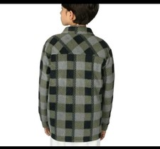 Quiksilver Youth Boy's Fleece Shirt Jacket Green Snap Up Flannel Size M 10/12