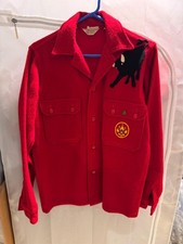 BSA, 1970’s Red Wool Jac-Shirt (#552), Size 20