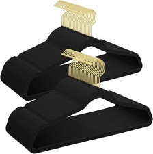 UNEED Black Velvet Hangers with Golden Hooks, 22 Pack - Ultra Thin Space Saving,