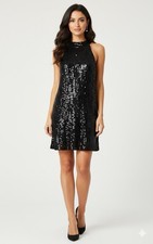 THML Halter Dress Size XS Black Sequin Shimmer Cocktail Party