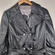 Genuine Black Leather Jacket 80's Women's Size Measurements In Photos