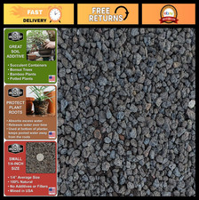 Natural Black Lava Rocks for Plants - Volcanic Horticultural Stone (1/4