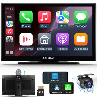 Aphqua Car Multimedia Player Apple Carplay Screen For Car 2.5K Dash Cam1080P