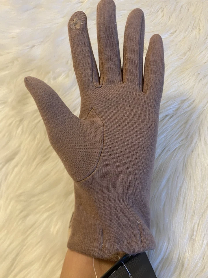 Nuevos guantes para mujer con patrón de pata de gallo marrón y tostado talla pequeña con etiqueta Nine West Foto 4 de 4