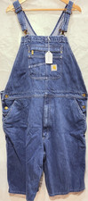 Carhartt Blue Denim Loose Fit Bib Overalls 46x30 Mechanic Men