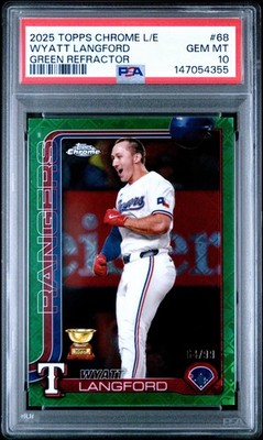 2025 Topps Chrome Logofractor Edition #68 Wyatt Langford Green /99 PSA 10