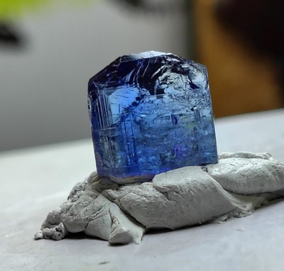 TANZANITE MULTICOLOR BLUE LIGHT TEAL PURPLE UNHEATED TWIN CRYSTAL 7.5CT MONSTER